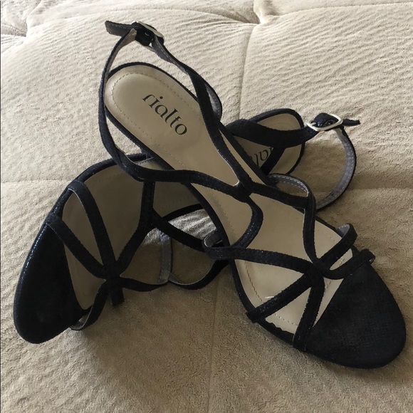 Black open toed, ankle strap high heels - Rialto. - Picture 1 of 3